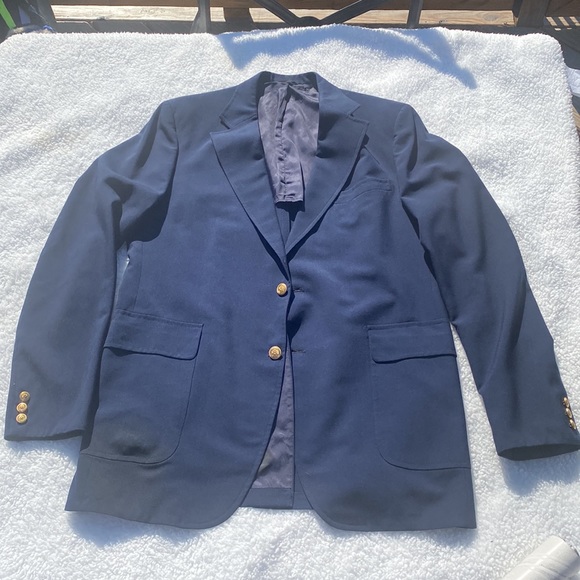 Navy Blazer antique designer Gold Buttons sport Coat 42 R - Picture 11 of 16